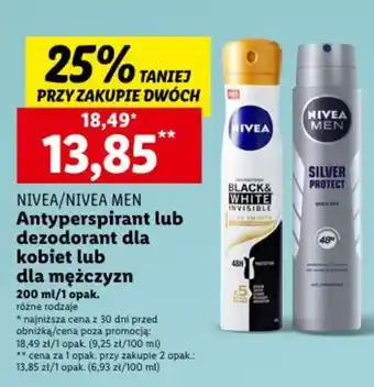 Lidl NIVEA / NIVEA MEN Antyperspirant lub dezodorant dla kobiet lub dla mężczyzn 200 ml oferta