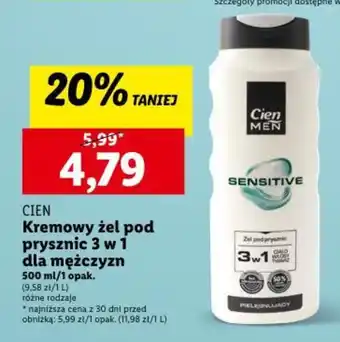 Lidl CIEN Kremowy żel pod prysznic 3 w 1 dla mężczyzn 500 ml oferta