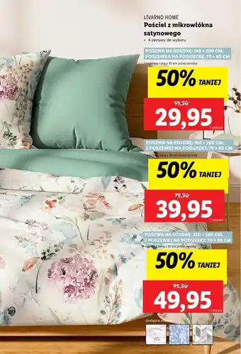 Lidl LIVARNO HOME Pościel z mikrowłókna satynowego 160 x 200 cm + 2 x 70 x 80 cm oferta
