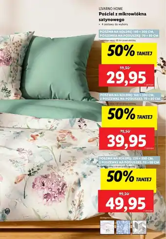 Lidl LIVARNO HOME Pościel z mikrowłókna satynowego 220 x 200 cm + 2 x 70 x 80 cm oferta