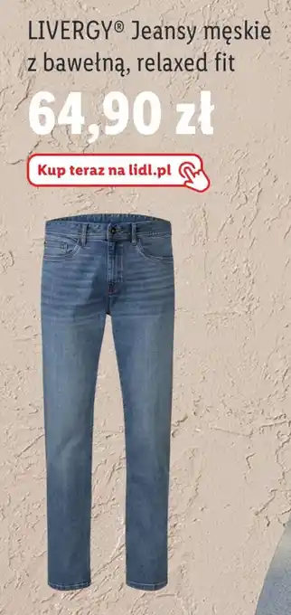 Lidl LIVERGY Jeansy męskie z bawełną, relaxed fit oferta