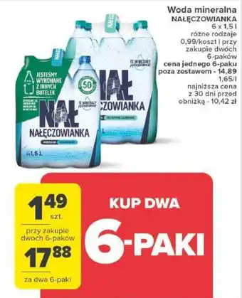 Carrefour Woda mineralna NAŁĘCZOWIANKA 6 x 1,5 l oferta