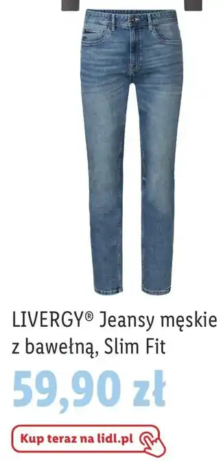 Lidl Jeansy męskie z bawełną, Slim Fit oferta