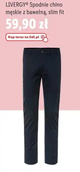 Lidl Spodnie chino męskie z bawełną, slim fit oferta