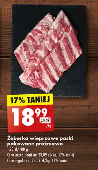 Biedronka Żeberka wieprzowe paski pakowane próżniowo 1 kg oferta