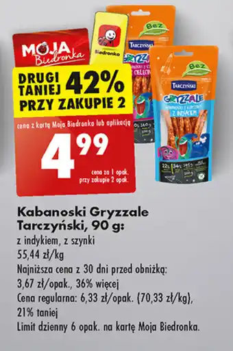 Biedronka Kabanoski Gryzzale Tarczyński, 90 g oferta