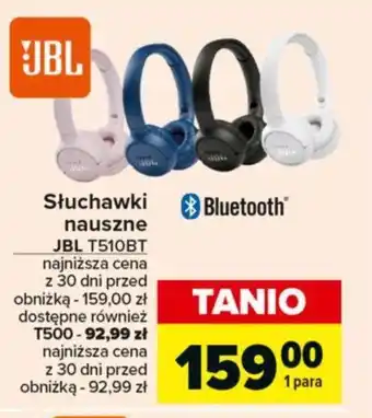 Carrefour Słuchawki nauszne JBL T510BT oferta