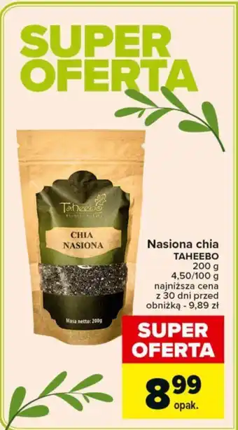 Carrefour Nasiona chia TAHEEBO 200 g oferta