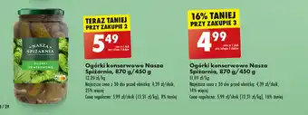 Biedronka Ogórki konserwowe Nasza Spiżarnia, 870 g/450 g oferta