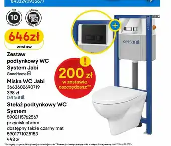 Castorama Zestaw podtynkowy WC System Jabi + Miska WC Jabi + telaż podtynkowy WC System oferta