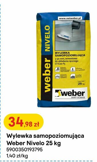 Castorama Wylewka samopoziomująca Weber Nivelo 25 kg oferta