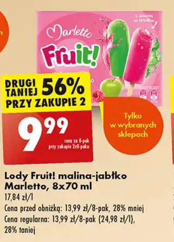 Biedronka Lody Fruit! malina-jabłko Marletto, 8x70 ml oferta