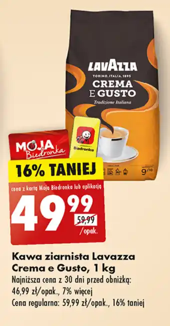 Biedronka Kawa ziarnista Lavazza Crema e Gusto, 1 kg oferta