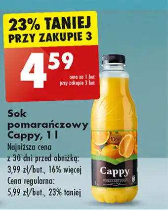 Biedronka Sok pomarańczowy Cappy, 1 l oferta