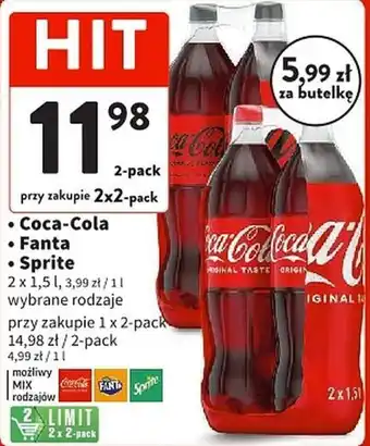 Intermarche Coca-Cola / Fanta / Sprite 2 x 1,5 l oferta