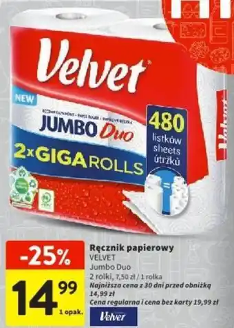 Intermarche Ręcznik papierowy VELVET 2 rolki oferta