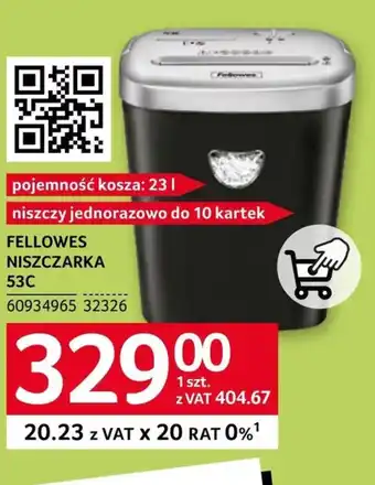 Selgros Niszczarka Fellowes oferta