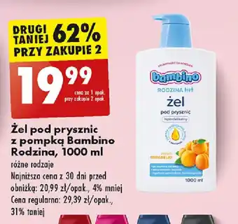 Biedronka Żel pod prysznic z pompką Bambino Rodzina, 1000 ml oferta