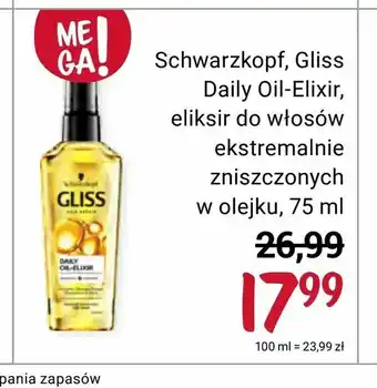 Rossmann Schwarzkopf, Gliss Daily Oil-Elixir, eliksir do włosów ekstremalnie zniszczonych w olejku, 75 ml oferta