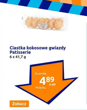 Action Ciastka kokosowe gwiazdy Patisserie 6 x 41,7 g oferta