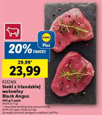 Lidl RZEŹNIK Steki z irlandzkiej wołowiny Black Angus 400 g oferta