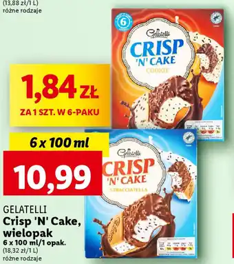 Lidl GELATELLI Crisp 'N' Cake, wielopak 6 x 100 ml oferta