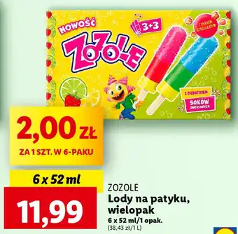 Lidl ZOZOLE Lody na patyku, wielopak 6 x 52 ml oferta
