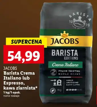 Lidl JACOBS Barista Crema Italiano lub Espresso, kawa ziarnista 1 kg oferta