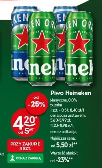 Żabka Piwo Heineken 0,5 l oferta