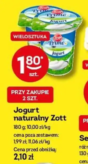 Żabka Jogurt naturalny Zott 180 g oferta