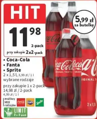 Intermarche Coca-Cola / Fanta / Sprite 2 x 1,5 l oferta