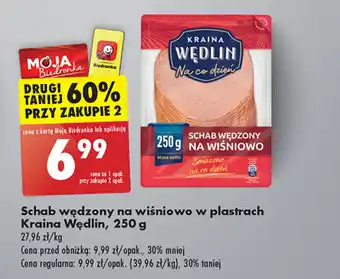 Biedronka Schab wędzony na wiśniowo w plastrach Kraina Wędlin, 250 g oferta