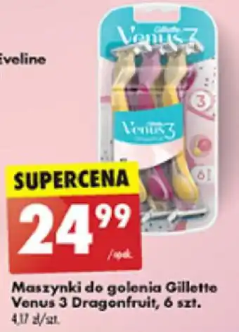 Biedronka Maszynki do golenia Gillette Venus 3 Dragonfruit, 6 szt. oferta