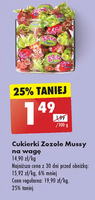 Biedronka Cukierki Zozole Mussy na wagę oferta