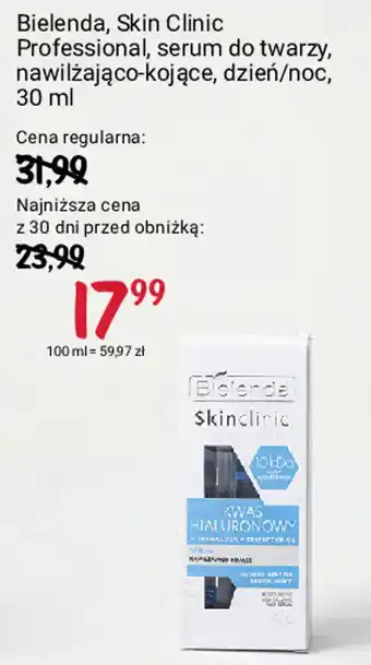 Rossmann Bielenda, Skin Clinic Professional, serum do twarzy, nawilżająco-kojące, dzień/noc, 30 ml oferta