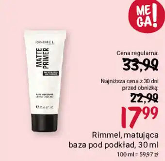 Rossmann Rimmel, matująca baza pod podkład, 30 ml oferta