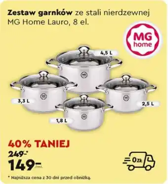 Biedronka Zestaw garnków ze stali nierdzewnej MG Home Lauro, 8 el. oferta