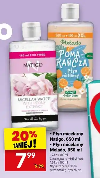 Twój Market Płyn micelarny Natigo, 650 ml / Płyn micelarny Melado, 650 ml oferta