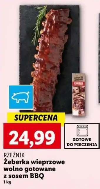 Lidl RZEŹNIK Żeberka wieprzowe wolno gotowane z sosem BBQ 1kg oferta
