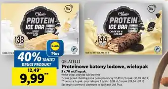 Lidl GELATELLI Proteinowe batony lodowe, wielopak 5 x 70 ml oferta