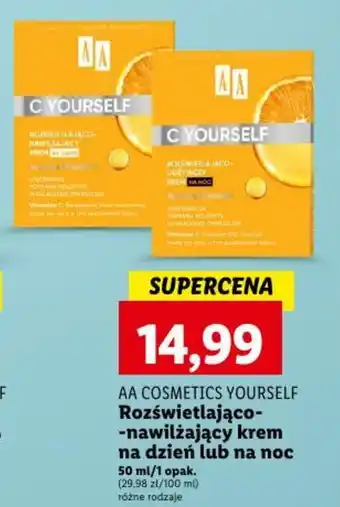 Lidl AA COSMETICS YOURSELF Rozświetlająco-nawilżający krem na dzień lub na noc 50 ml oferta