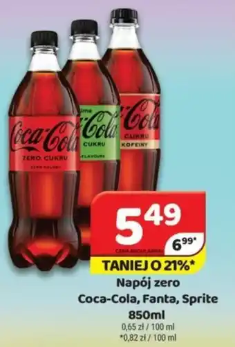 Delfin Napój zero Coca-Cola, Fanta, Sprite 850ml oferta