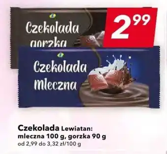 Czekolada Lewiatan: mleczna 100 g, gorzka 90 g