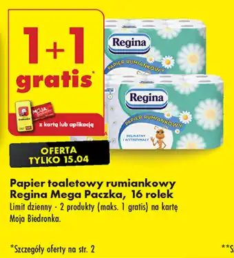 Biedronka Papier toaletowy rumiankowy Regina Mega Paczka, 16 rolek oferta