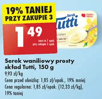 Biedronka Serek waniliowy prosty skład Tutti, 150 g oferta