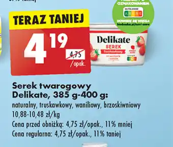 Biedronka Serek twarogowy Delikate, 385 g-400 g oferta