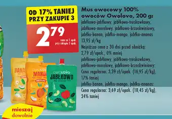 Biedronka Mus owocowy 100% owoców Owolovo, 200 g oferta