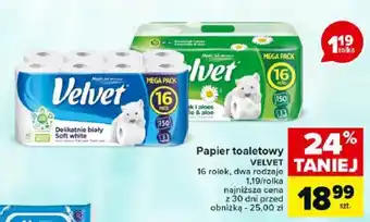 Carrefour Papier toaletowy VELVET 16 rolek oferta