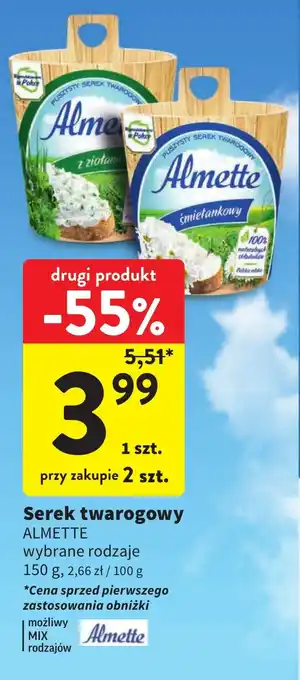 Intermarche Serek twarogowy ALMETTE 150g oferta