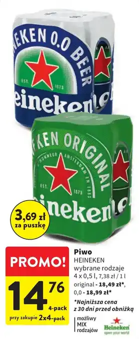 Intermarche Piwo HEINEKEN 4x0,5l oferta